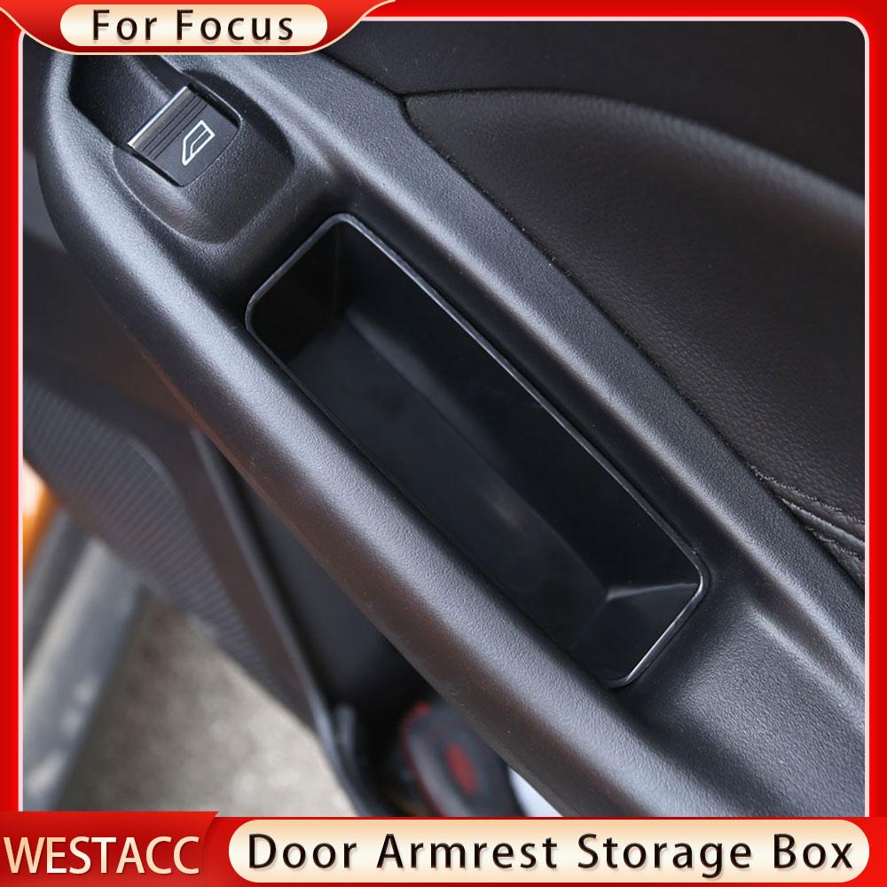 2Pcs ABS Car  Door Armrest Rear Back Door Handle Storage Box Container for Ford New Focus 3 4 MK3 MK4 2012 - 2017