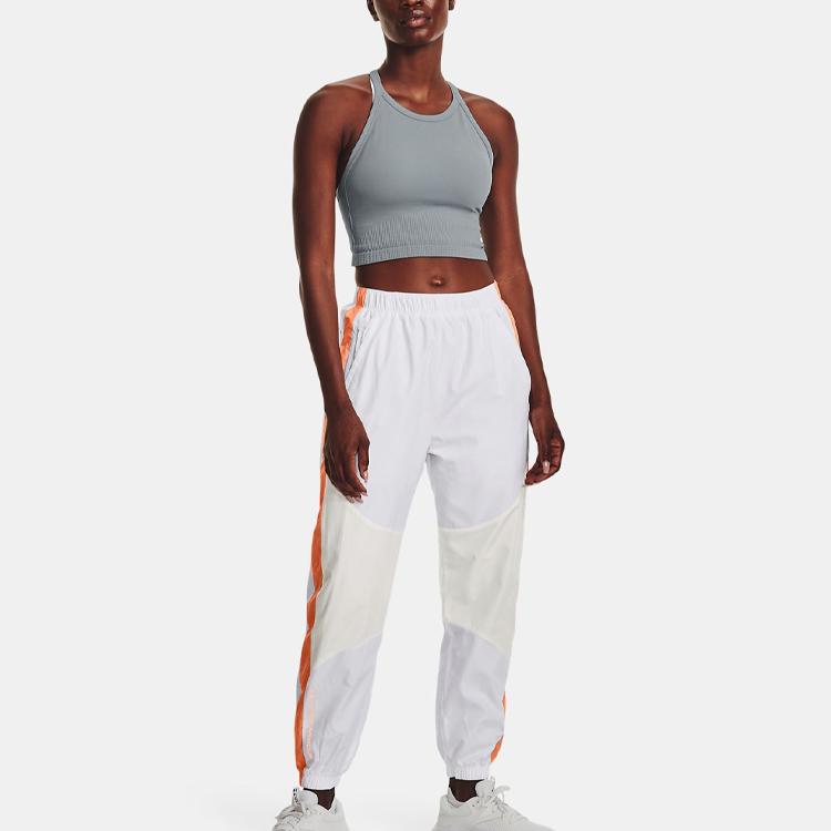 Under Armour Rush Series Solid Training Tapered Woven Pants Women Pants White 1369846-100