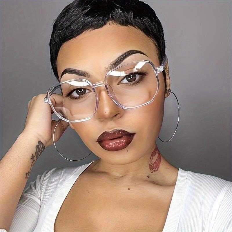 1 Pair of Fashionable Square Frame Transparent Lens Glasses Suitable for Daily Commuting and College Life