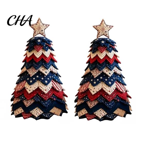 Set Base Patchwork Artistico Fai da Te Tessuto Trapuntato Albero di Natale Kit Artigianale, Materiali Artigianali Educativi Fatti a Mano Vintage per Famiglia Set da Cucito Natalizio,