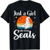Retro Seal Floral Design Just a Girl Who Loves Seals T-Shirt
