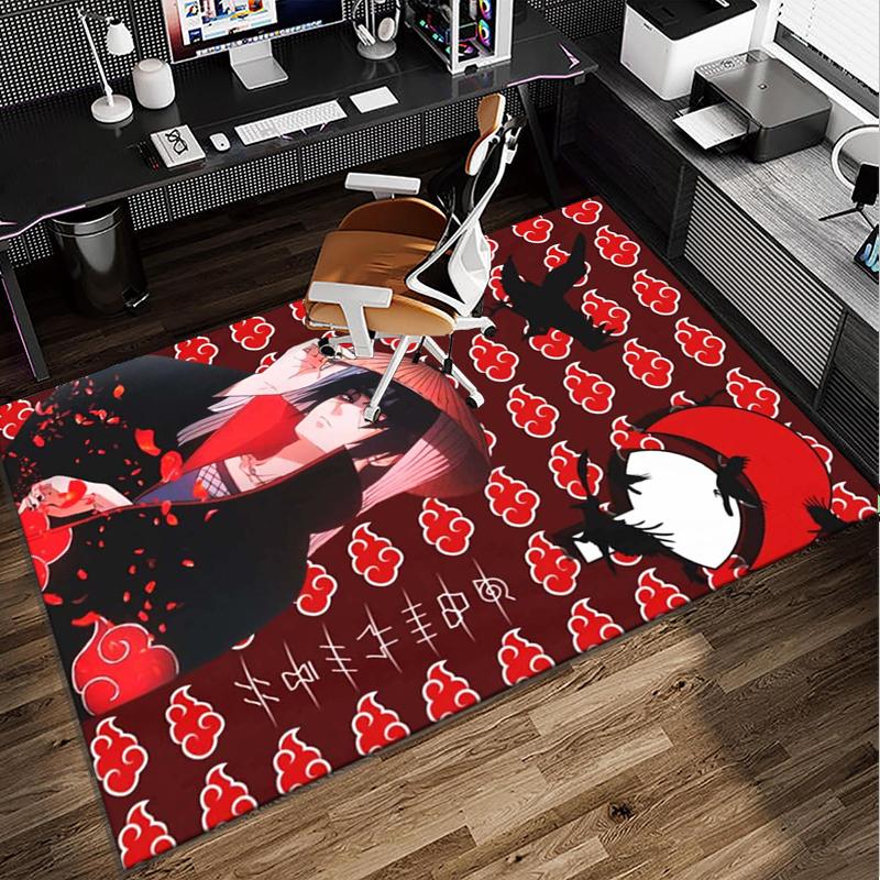 Anime Red Clouds On Black Background Office Rug Chair Mat, Game Carpet, Suitable for Front Door, Bedroom, Living Room, Desk, Holiday Gift