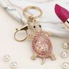 Alloy Shell Keychain Pendant Pendant, 3D Turtle Design Key Holder with Sparkling Rhinestones Inlaid, Three-dimensional Charm Easy to Attach Lucky for