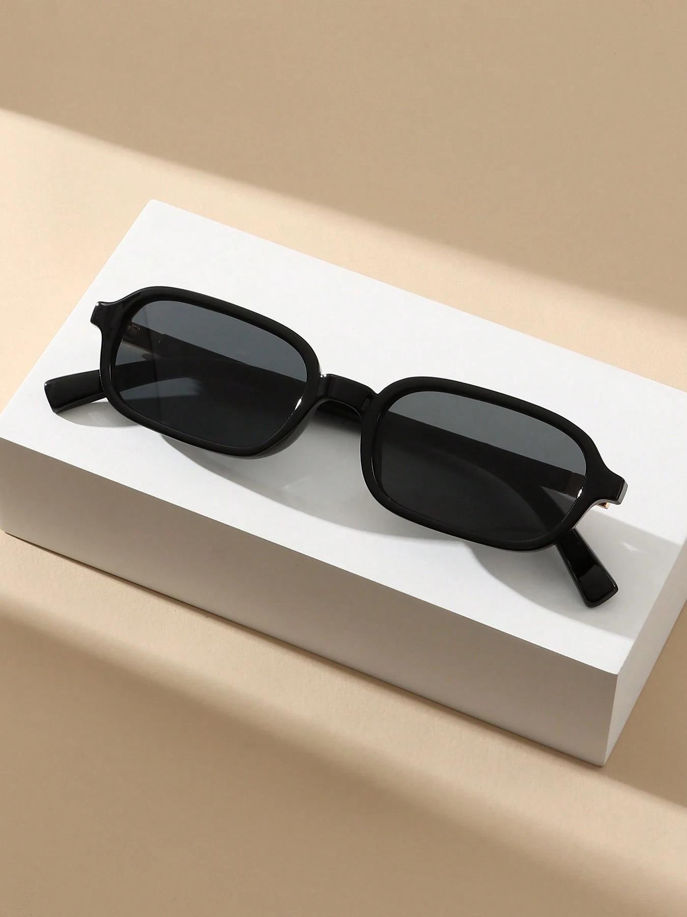 

1PC Fashionable Retro Rectangle Glasses with Metal Accents for Daily Wear Driving And Photography - Long Rectangular Eyeglasses