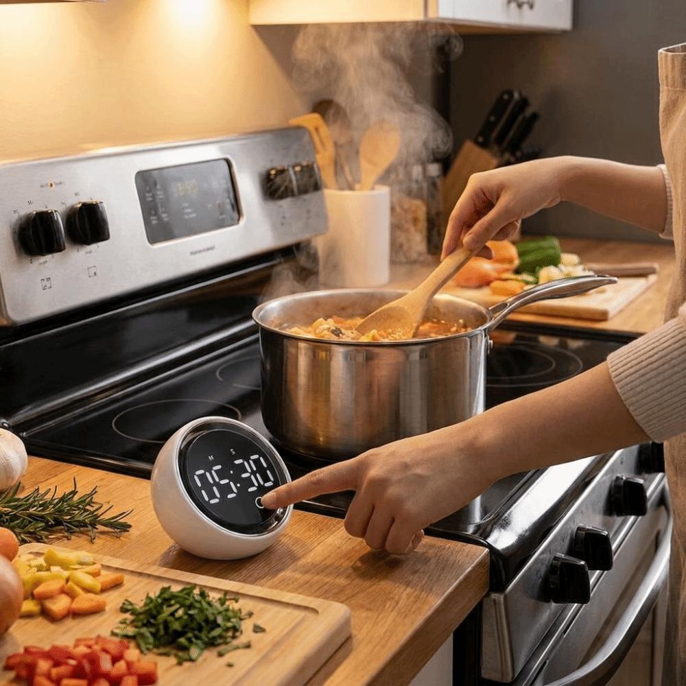 Voice Controlled Magnetic Kitchen Timer LED Display Manual Countdown Timer Study