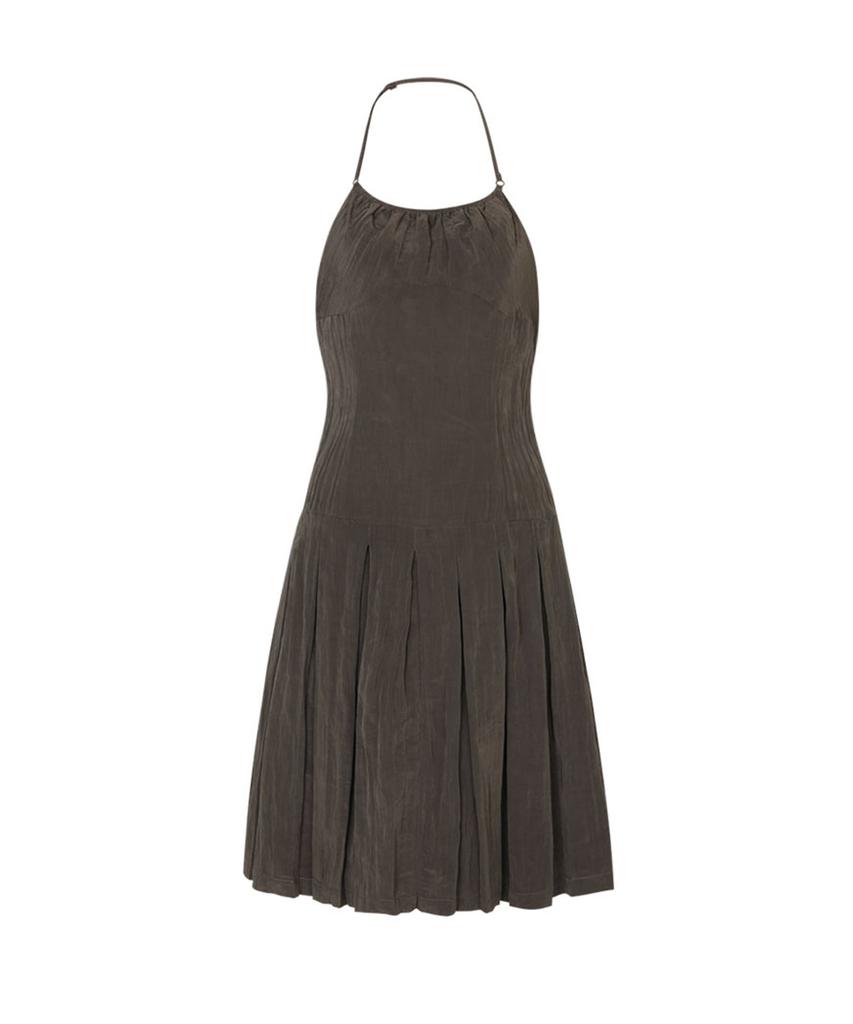 Lulu Seoul Nylon Halter Neck Dress (Khaki Brown)