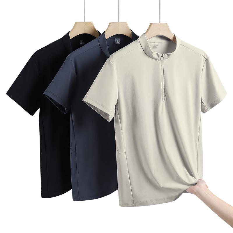 Men's Quick-Dry Outdoor Cycling & Hiking Shirt - Stand-Up Collar, Short Sleeve, Custom Logo Option