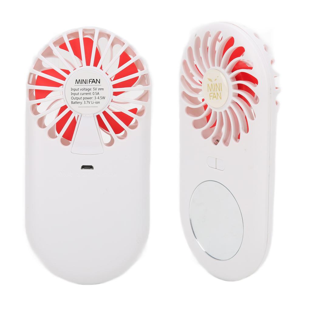 Handheld Fan with Mini Mirror Portable Rechargeable USB Fan for Kids Girls Woman ManRed