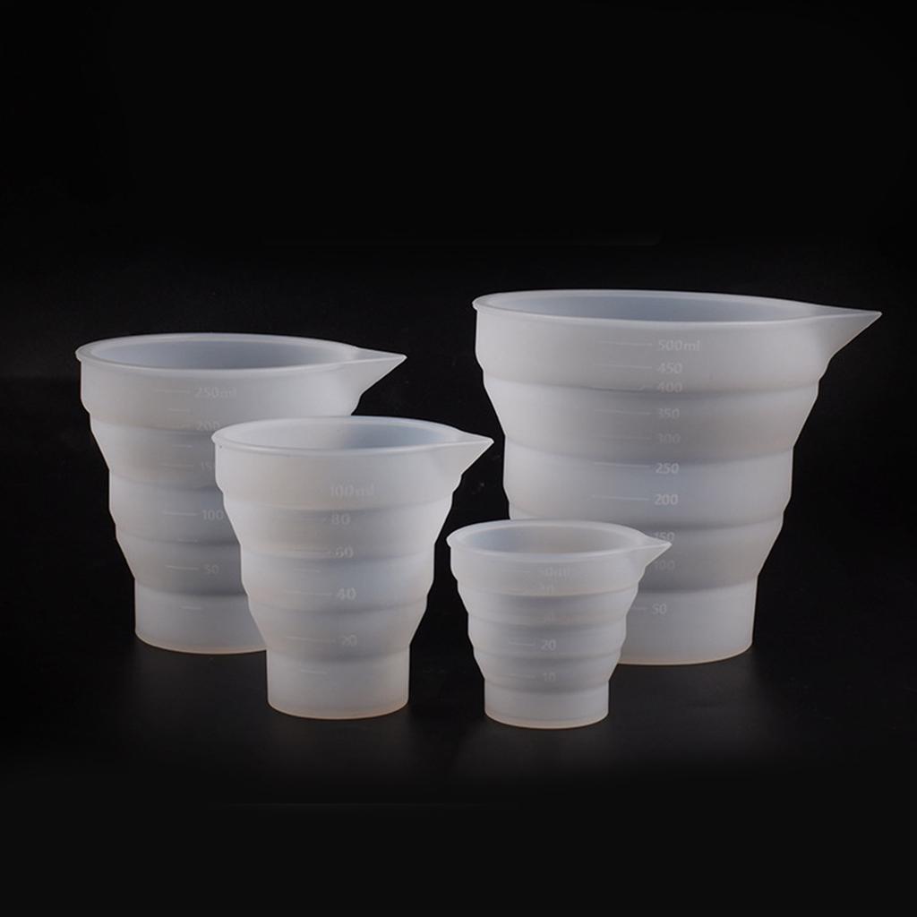 Foldable Silicone Measuring Cup Mold Folding Cup Epoxy Resin Casting Mould DIY Jewelry Tool for Resin Art and Crafts