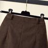 2026 Autumn/Winter Plus Size Corduroy High Waist A-line Black Short Skirt