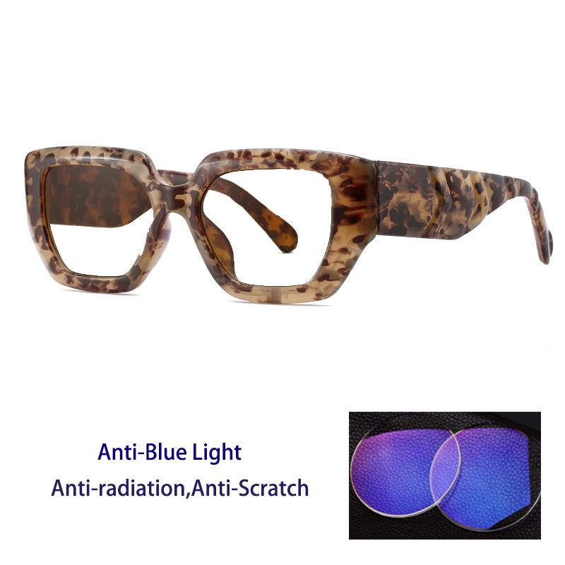 

Ladies Stylish Big Frame Anti Blue Light Color Shift Reading Glasses Personalized Thick Border Optical Vision Prescription Lens Eyeglass 5