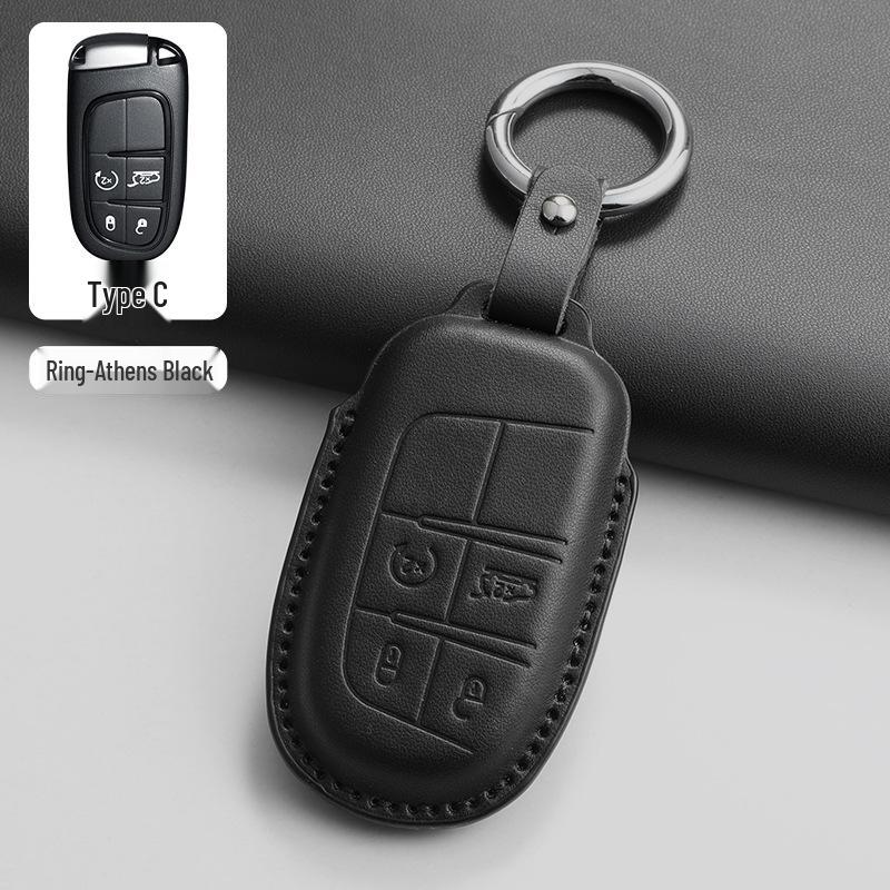 Leather Car Key Holder for Jeep Compass and Dodge Renegade