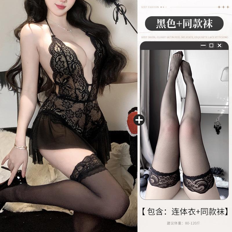 New seduction women's erotic underwear transparent lace sexy pure desire onesie passion open crotch free women
