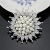 Vintage Silver Plated Imitation Pearl Beads Flower Brooch For Wedding Gift