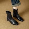 Retro Maillard Boots Rear Zipper Temperament Commuter Soft Leather Thick Heel Autumn and Winter New Versatile Small Short Boots Women