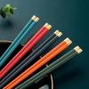 5 Pairs Multicolor Chiness Style Sushi Rice Chopsticks Set Healthy Alloy Non-slip Home Kitchen Dinner Reusable Food Stick
