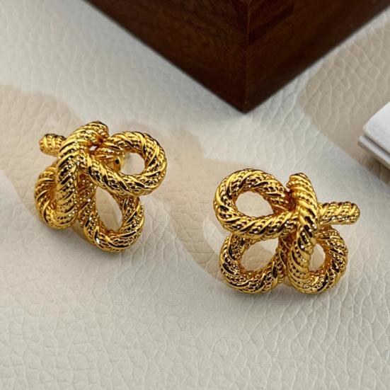 1 Pair Stud Earrings Twist Design Copper Ear Studs Simple Style Everyday Wear Earrings Versatile Fashion Accessory