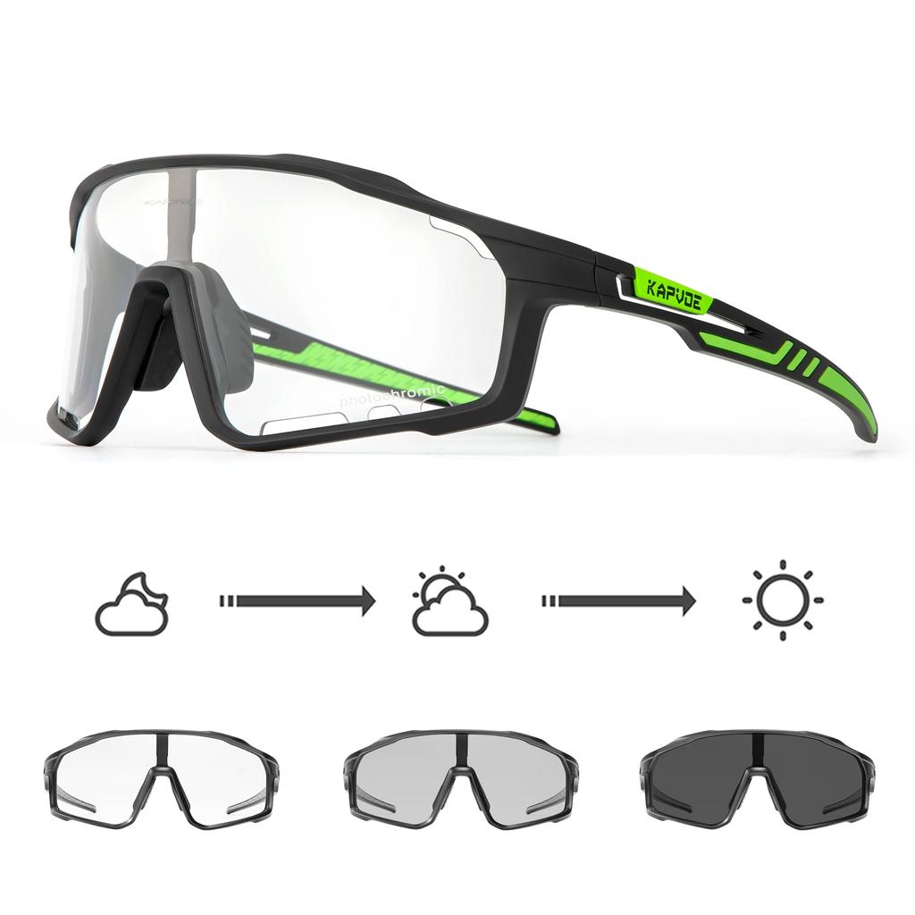 Kapvoe Photochromic Cycling Glasses UV400 Sunglasses Built-in Myopia Frame Sports Bike Eyewear Outdoor Bicycle Goggles