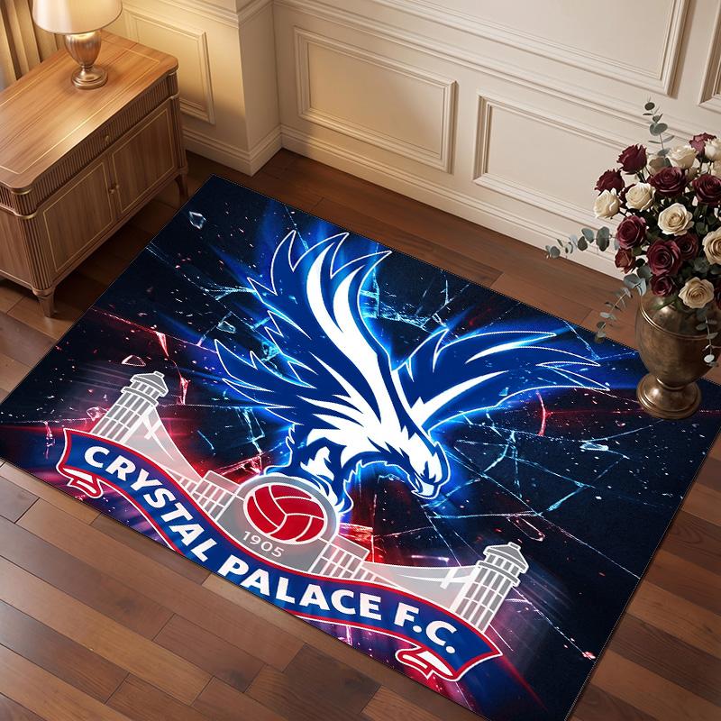 Crystal Palace Football Print Crystal Velvet Rug, Comfortable Water Absorbent Non Slip Indoor Floor Carpet