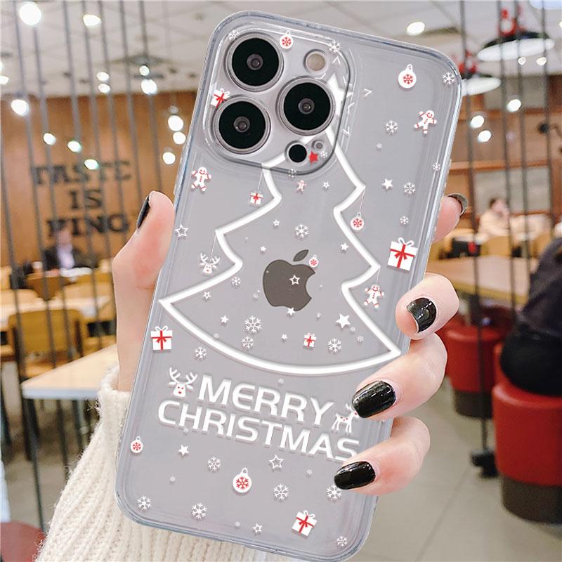 Husă transparentă pentru Apple iPhone 14 11 13 12 Pro 7 8 Plus XR X XS Max 6 6S 13Pro Husă de telefon din silicon Om de zăpadă Desene animat de Crăciun