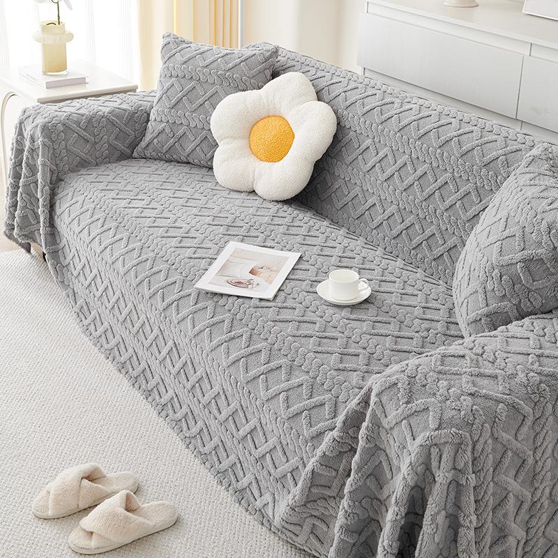 Autumn and Winter Plush Sofa Towel Lambswool Sofa Cover Cloth Slipcover Cream Simple Modern Style Thickened Sofa Cover