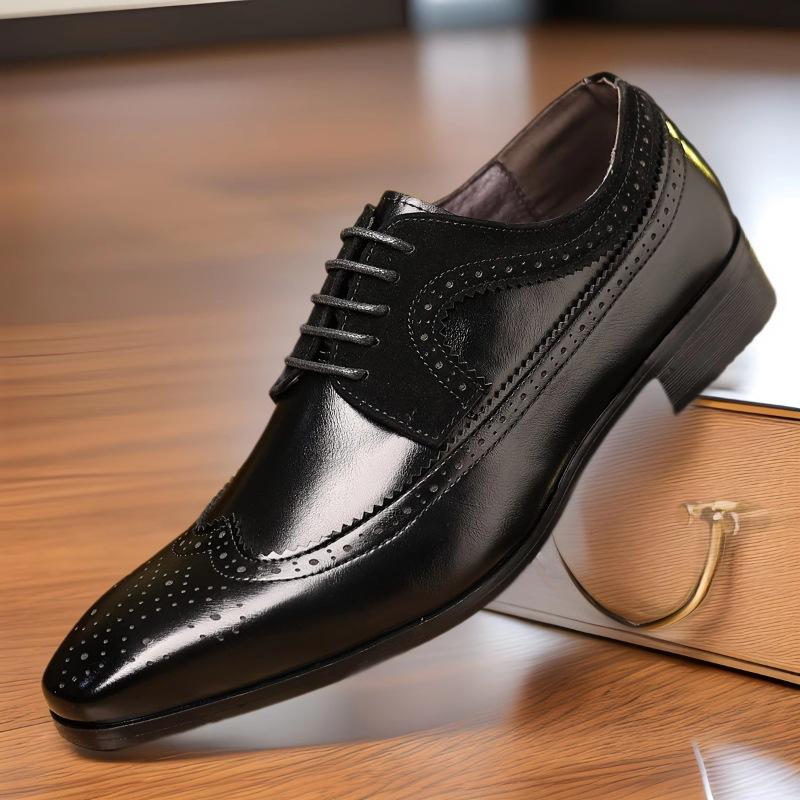 Wenzhou foreign trade summer men's shoes British style retro engraved men's business leather shoes men's high-end formal wedding shoes