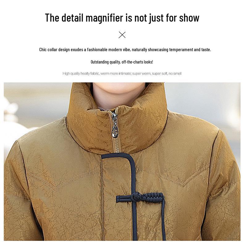 Fat Mama Plus Size Warm Duck Down Jacket for Women: Loose Fit, Mid-Aged and Elderly, Fashionable Chinese Style Winter Coat