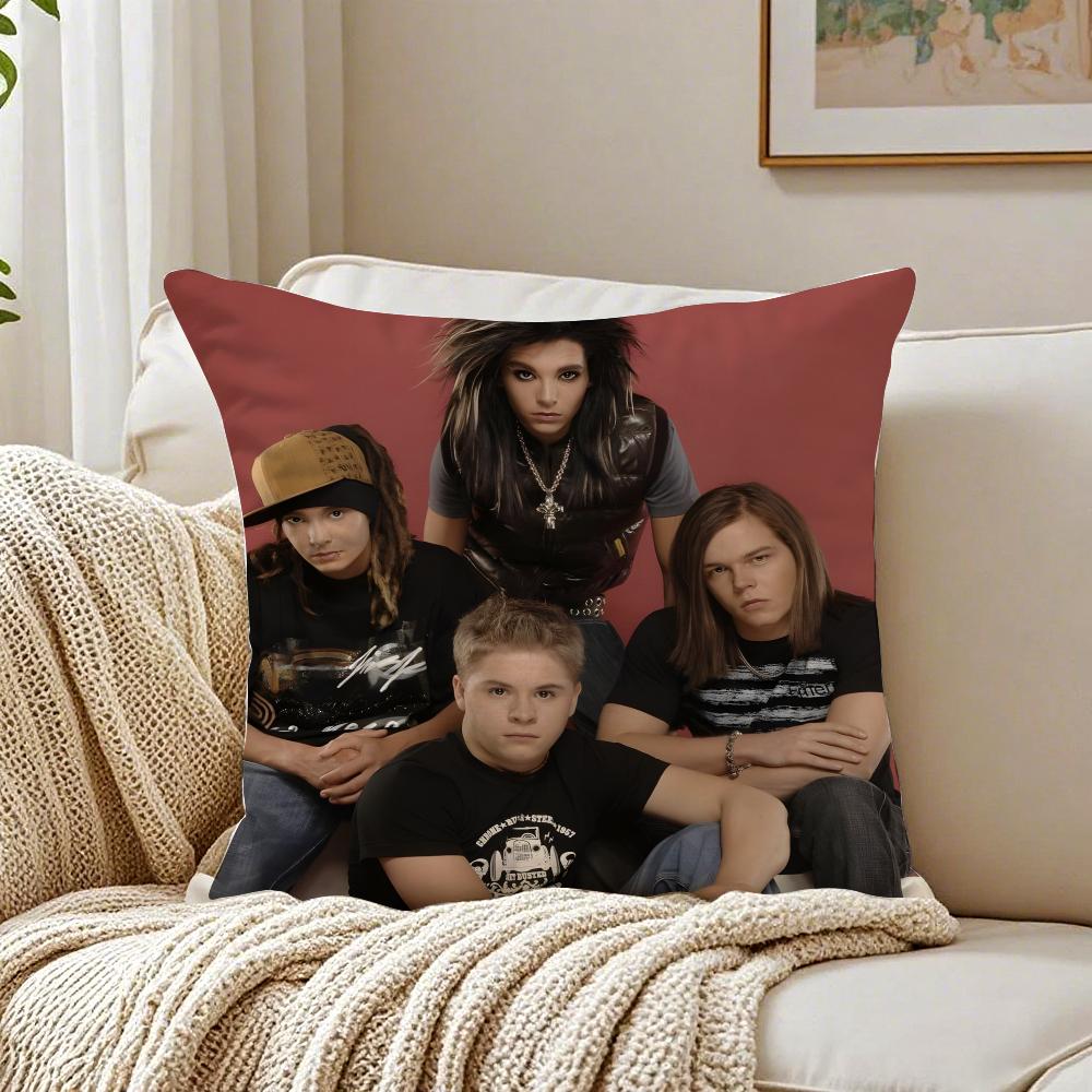 Rock Band Ttokio Hotel Cushion Cover Plush Decorative Pillow Case With Hidden Zipper Cutecore Room Decor For Home