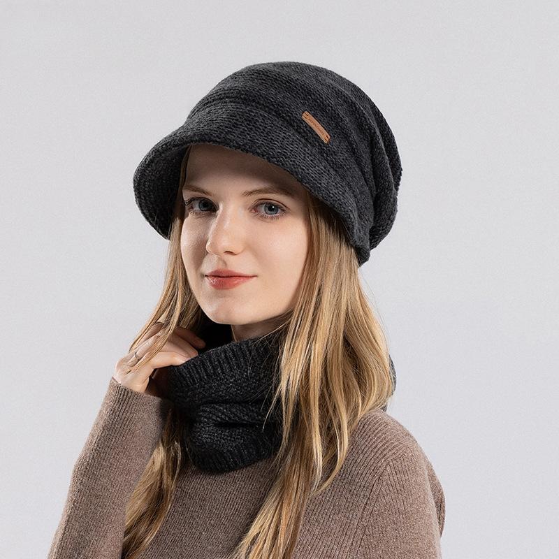 Mütze Schal Set Samt Kälteschutz warme Strickmütze