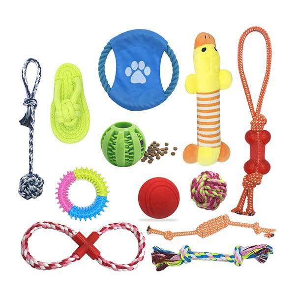 Wellvie Dog Toy Pet Dog Pet Food Chew Educational Exercise Stress Large Dogs 12-Piece Set, Supplies, Bowl, Feeder, Rope, Carrot, Ball, Supplies, Toys,