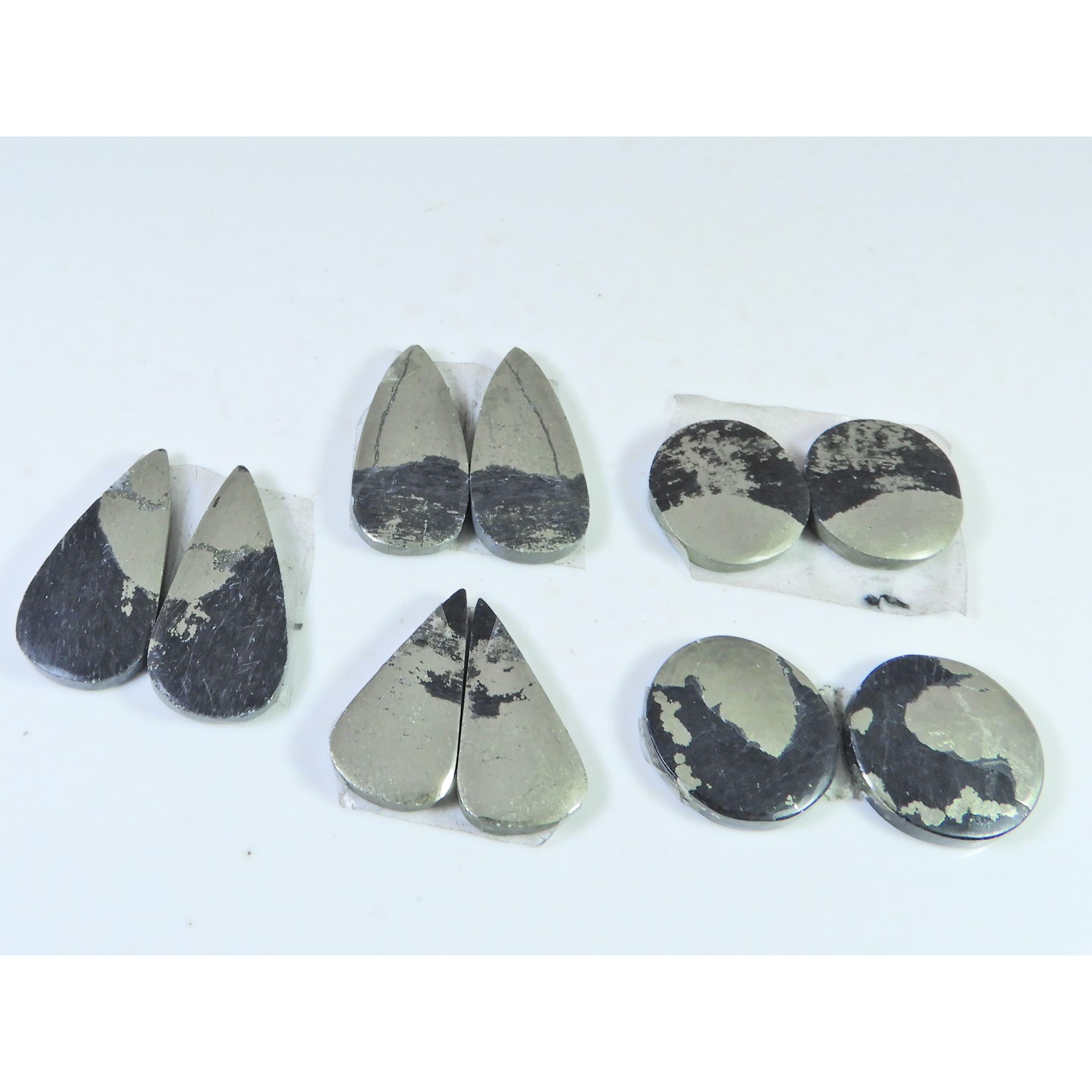 194Cts.Natural Apache Gold Pyrite Matched Pair Mix Loose Gemstone 5 Pair Lot C-1351