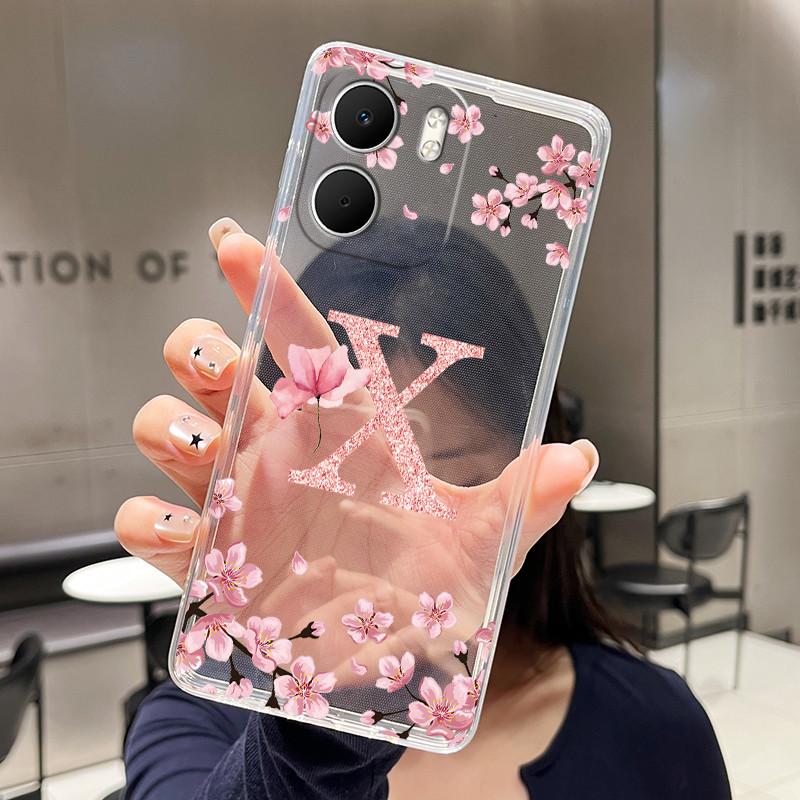 Letter Case For OPPO A5X 4G 5G Funda Capa Fashion Flower Back Cover Transparent Soft Silicone TPU Clear Printing Phone Casing