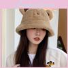 Cartoon Bear Fisherman Hat For Women Cute Warm Polyester Cap For Winter Outdoor Activities