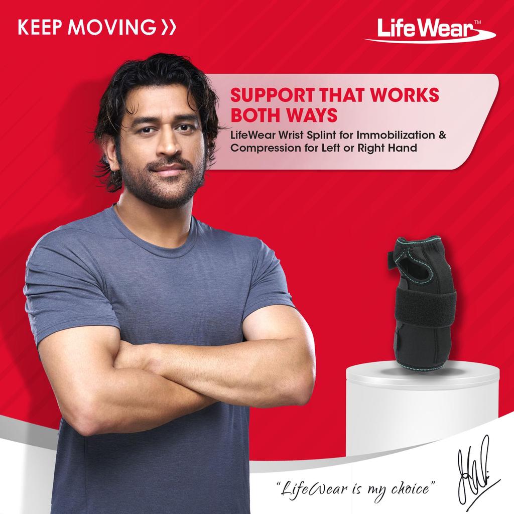 Life Wear Wrist Splint Ambidextrous, Wrist Brace for Pain Relief, Compression Support for Fractures and Soft Tissue Injuries and Sprains, Fits Bo