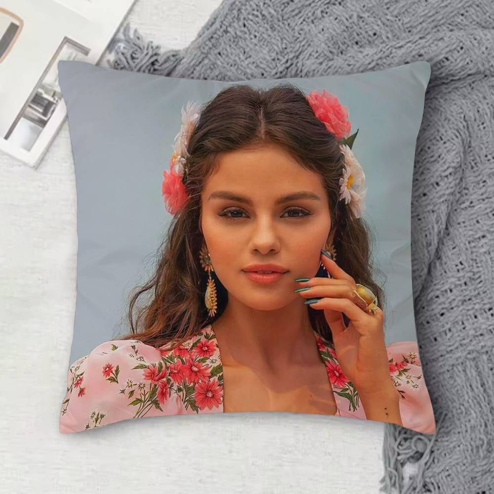 

SSelena Gomez Doublesided Printed Square Decorative Cushion Cover for Sofa Living Room Home Decor 30x30 cm