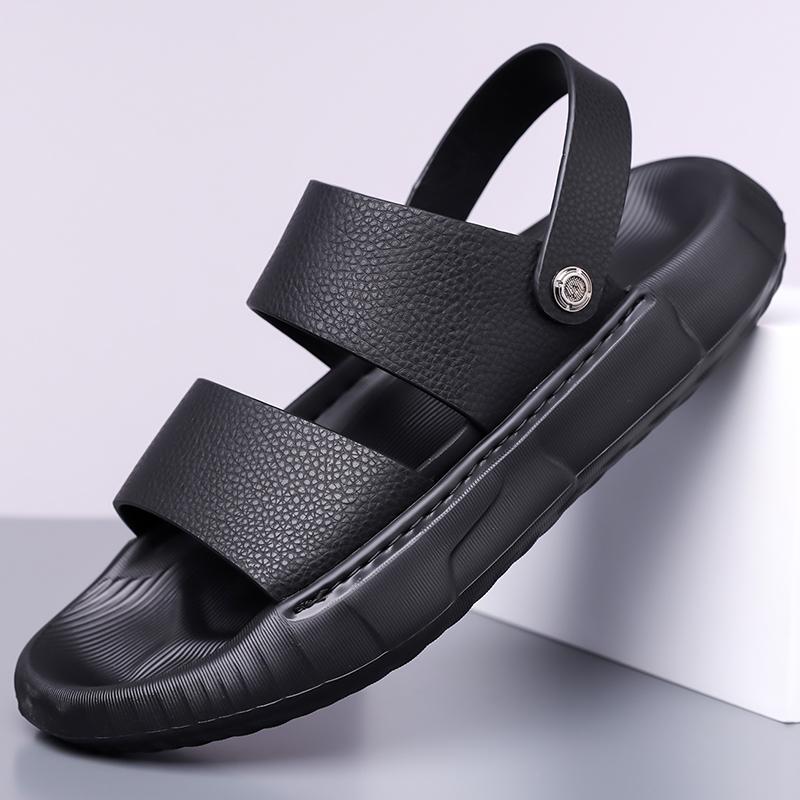Fashion Brand New Men's Breathable Soft Soled Two On Sandals for Summer Fashion Comfortable Top Layer Cowhide Casual Leather Beach Shoes