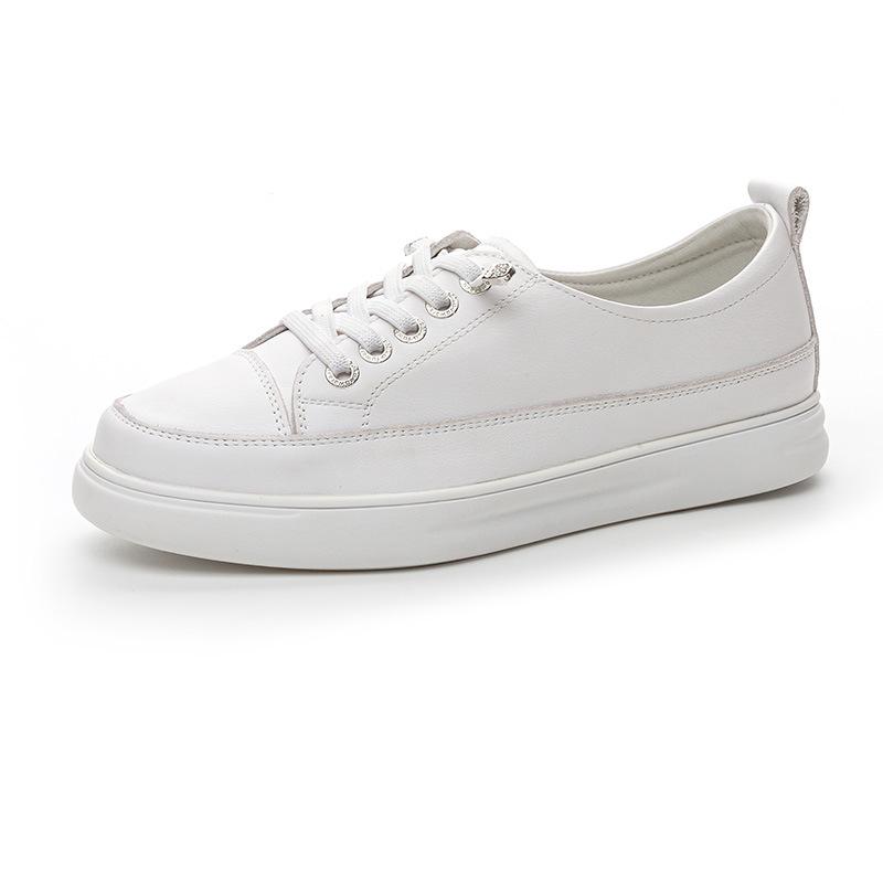 Women's shoes 2026 Spring and Autumn cowhide white shoes new casual board shoes versatile flat sole shoes