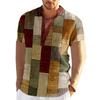 Vintage Men'S 3D Faion Patchwork Printed Irt Oversized Autumn  Collar Fce Lined Thiened Nine-Quarter Sve