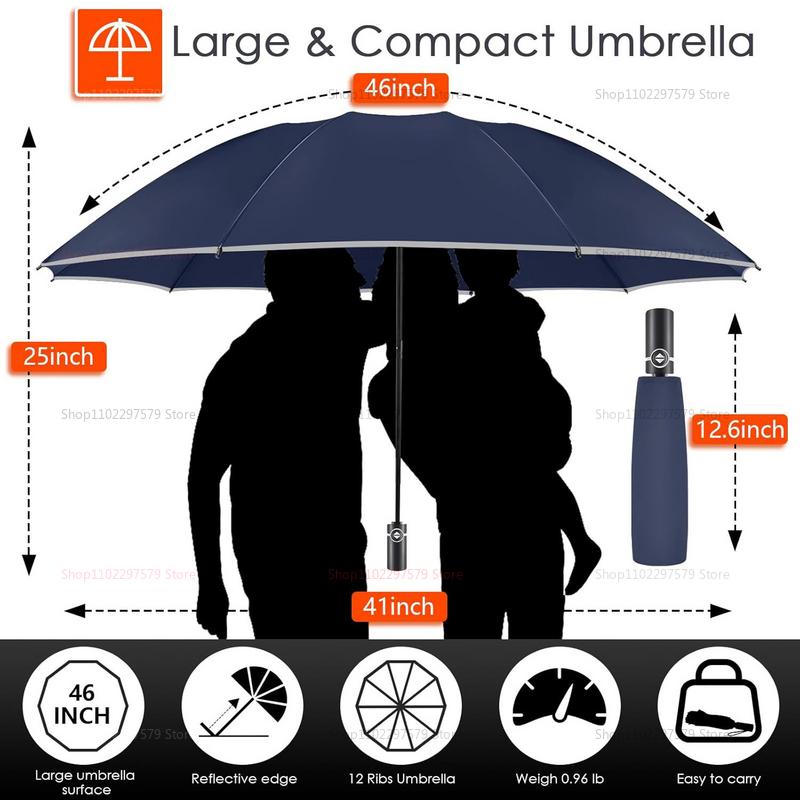 Automatic Windproof Compact Umbrella Lightweight Travel UV Protection Rain Collapsible Backpack Umbrella for Men Women Outdoor