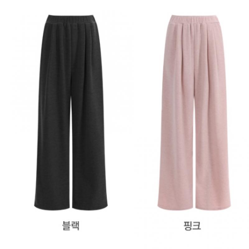 Shop   Women Easy Wear One Mile Look Training Pin Tuck Wide Banding Pants Gray 1