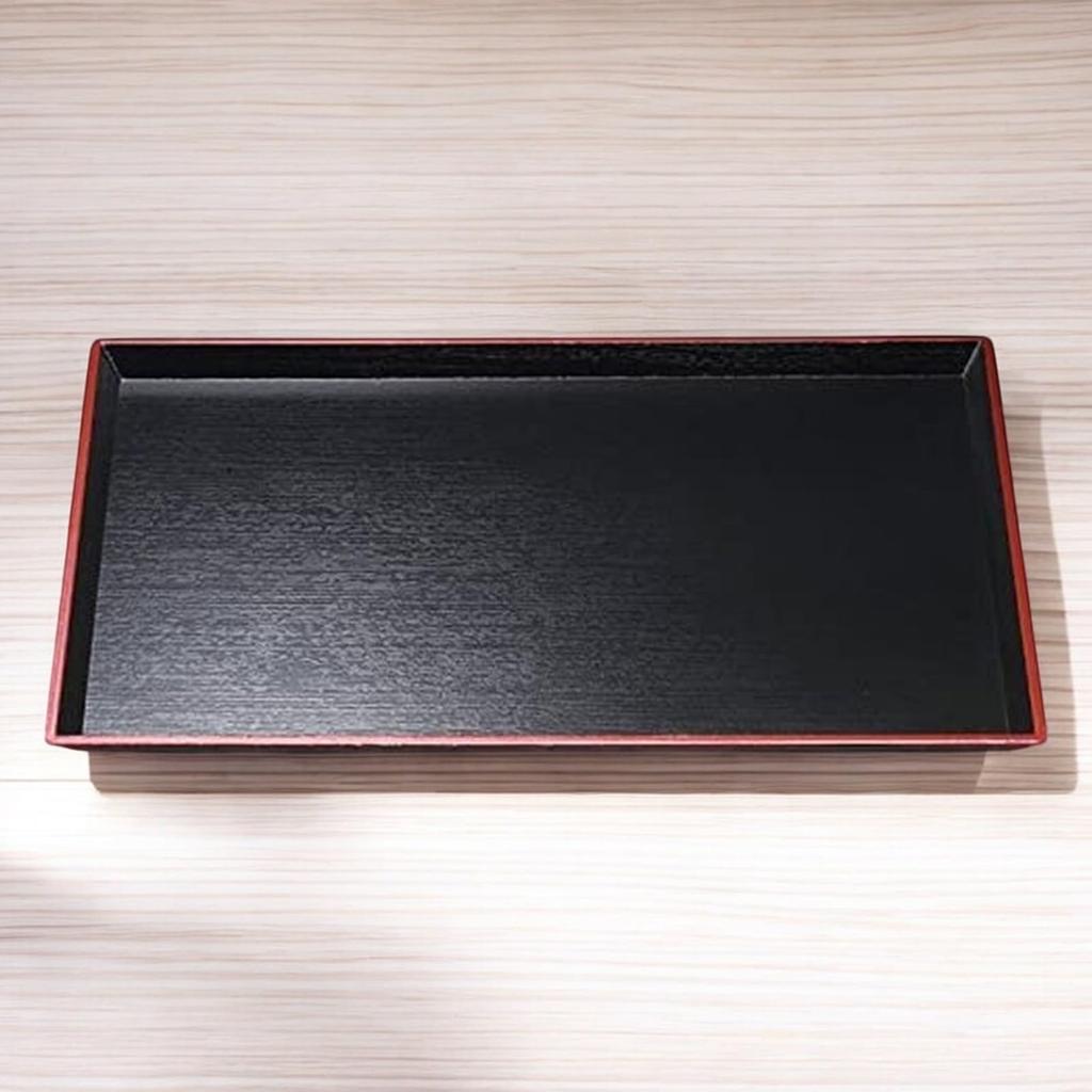 Seiryu Long Wood Grain Tray Lacquerware Made In Japan J-kitchens 4-shaku (1.4m) (Tray/Tray) Black/Red, Non-Slip, (ABS Resin),