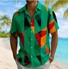 Men's Short Sleeve Geometric Print Shirt, Casual Summer Beach Essential