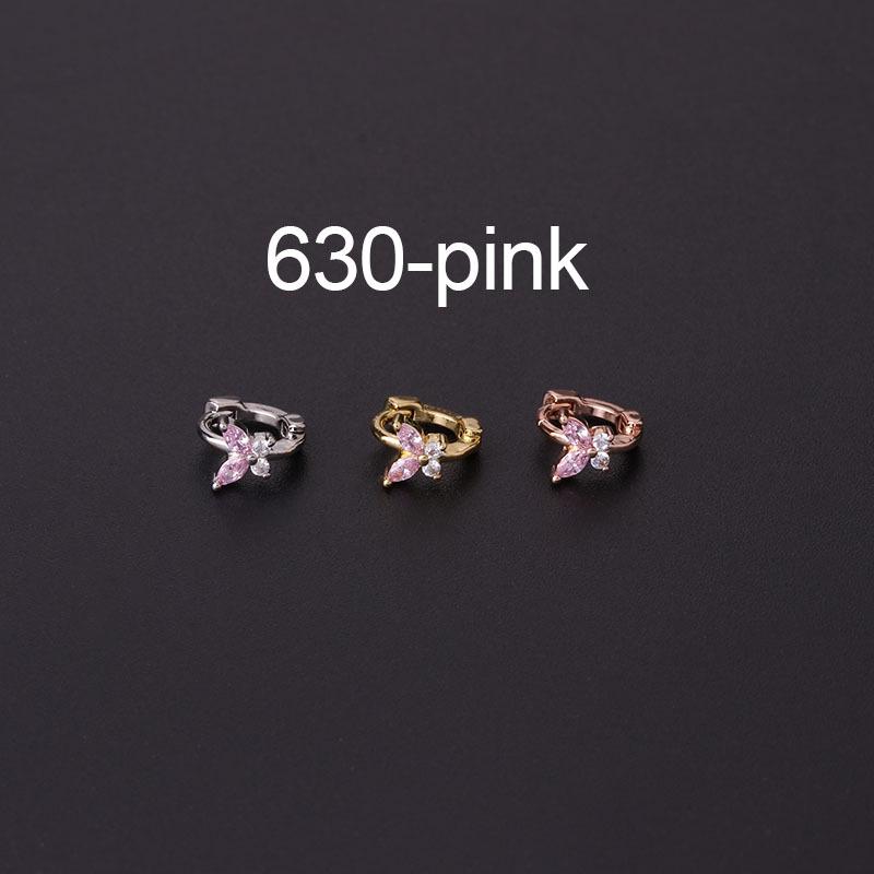 Butterfly Zircon Mini Hoop Earrings In Blue, Pink, & White - Fashionable Ear Cuff Jewelry