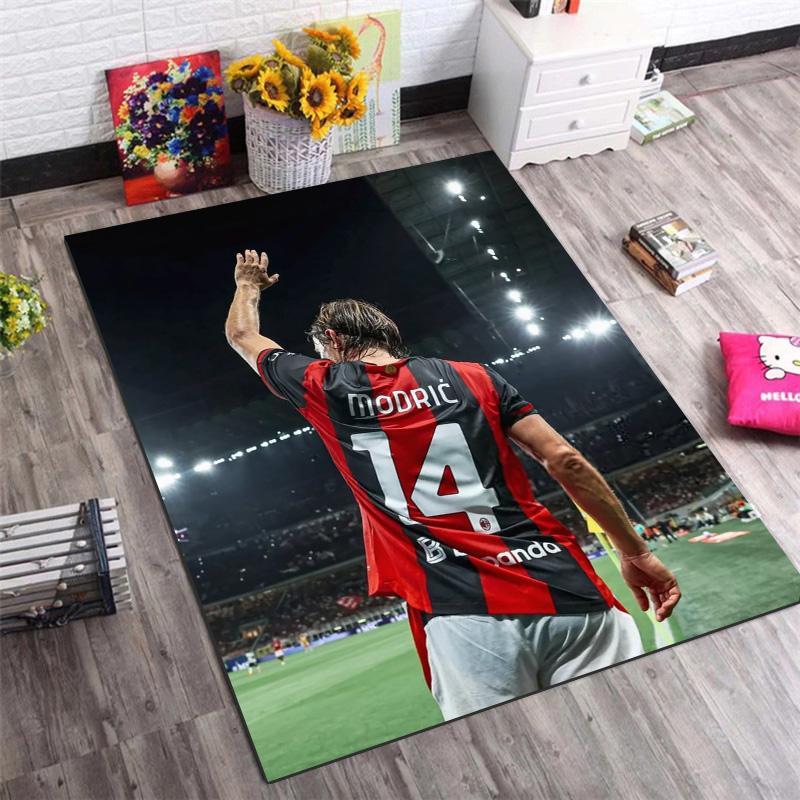 Luka Modric AC Milan No.14 Football Print Area Rug, Non Slip Floor Mat for Living Room Game Room Fan Decor