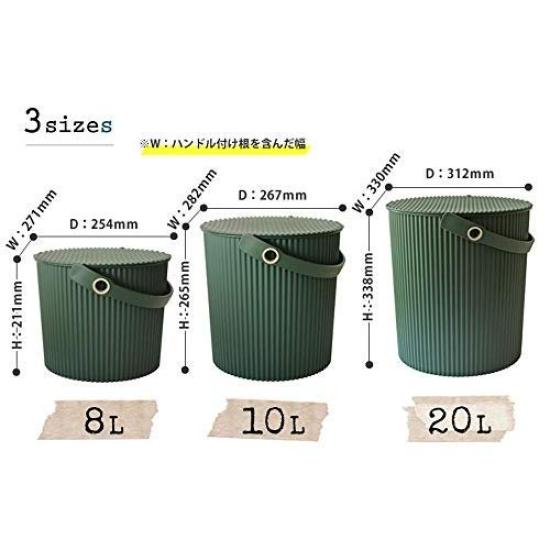 Yawata Kasei Kerti Szerszámos Vödör GARDEN TOOL 234708 Fedéllel, Zöld, 20L, kertek, VÖDÖR,