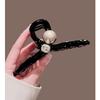 Korean High-End Rhinestone Pearl Women's Elegant Black Shark Hair Clip