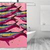 1pz Tenda da Doccia Sardina Vivace - Design Pesce Rosa con Ganci, Tessuto in Poliestere Facile da Pulire, Perfetta per il Bagno