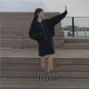 Korean Autumn Womens Hooded Zip Cardigan Thin Solid Color Long Sleeve