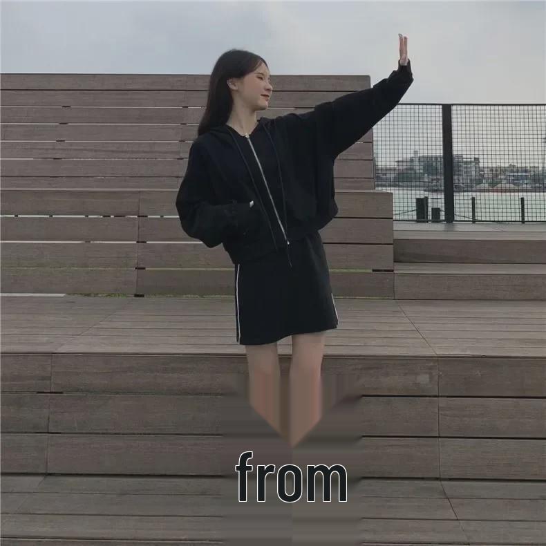 Korean Autumn Womens Hooded Zip Cardigan Thin Solid Color Long Sleeve