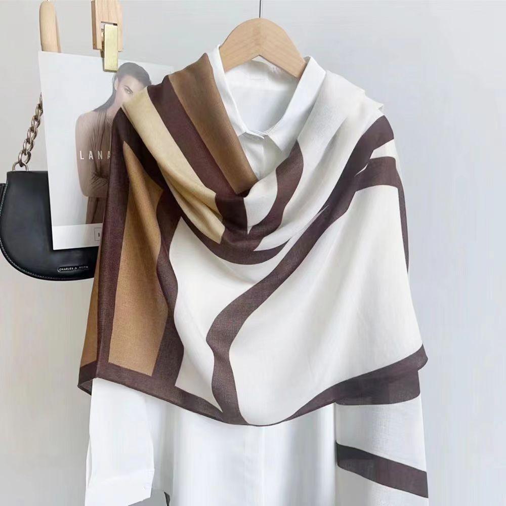 

Тонкий шелковый шарф, хлопковый льняной шарф для женщин на осень и зиму, корейский стиль, универсальный длинный шарф для лета, шаль для защиты от солнца 180*90cm